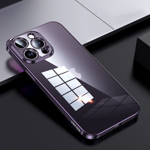 

For iPhone 15 Pro SULADA Shine Through Series Plating TPU Transparent Phone Case(Dark Purple)