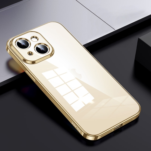 

For iPhone 15 SULADA Shine Through Series Plating TPU Transparent Phone Case(Gold)