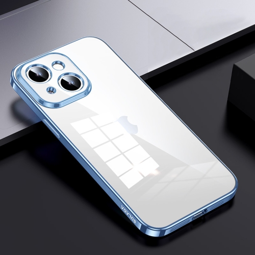 

For iPhone 15 SULADA Shine Through Series Plating TPU Transparent Phone Case(Sierra Blue)