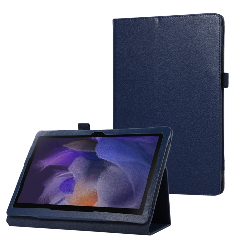 

For Samsung Galaxy Tab A9+ Litchi Texture Leather Tablet Case with Holder(Dark Blue)