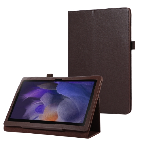 

For Samsung Galaxy Tab A9+ Litchi Texture Leather Tablet Case with Holder(Brown)