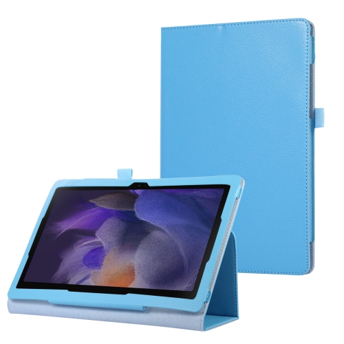 

For Samsung Galaxy Tab A9+ Litchi Texture Leather Tablet Case with Holder(Sky Blue)