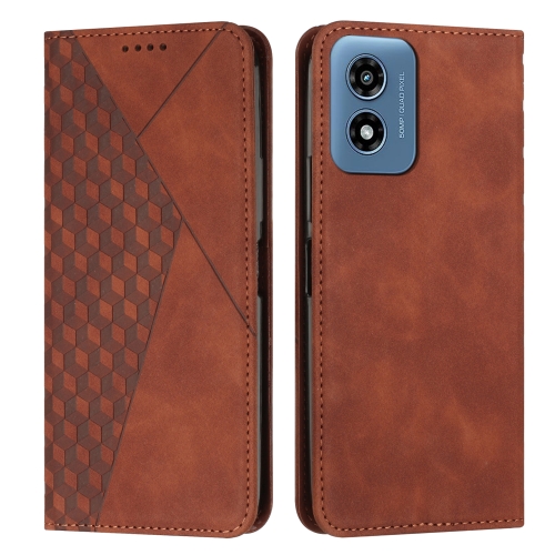 

For Motorola Moto G04/G24 Diamond Splicing Skin Feel Magnetic Leather Phone Case(Brown)