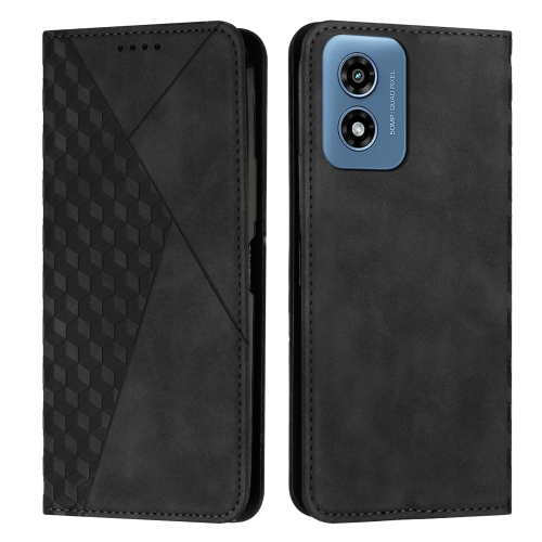 

For Motorola Moto G04/G24 Diamond Splicing Skin Feel Magnetic Leather Phone Case(Black)