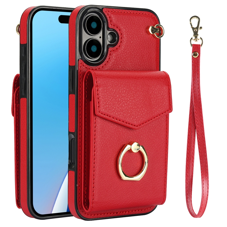For iPhone 16 Plus Ring Holder RFID Card Slot Phone Case(Red)
For iPhone 16 Plus Ring Holder RFID Card Slot Phone Case(Red)
