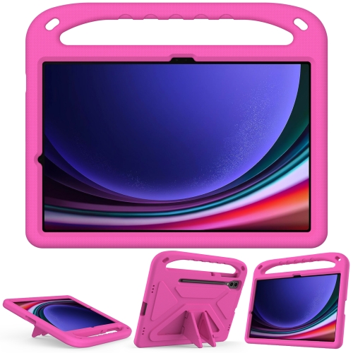 

For Samsung Galaxy Tab S9+ Handle EVA Shockproof Tablet Case with Holder(Rose Red)