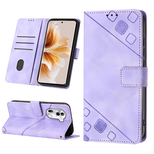 

For OPPO Reno11 Pro 5G Global Skin-feel Embossed Leather Phone Case(Light Purple)