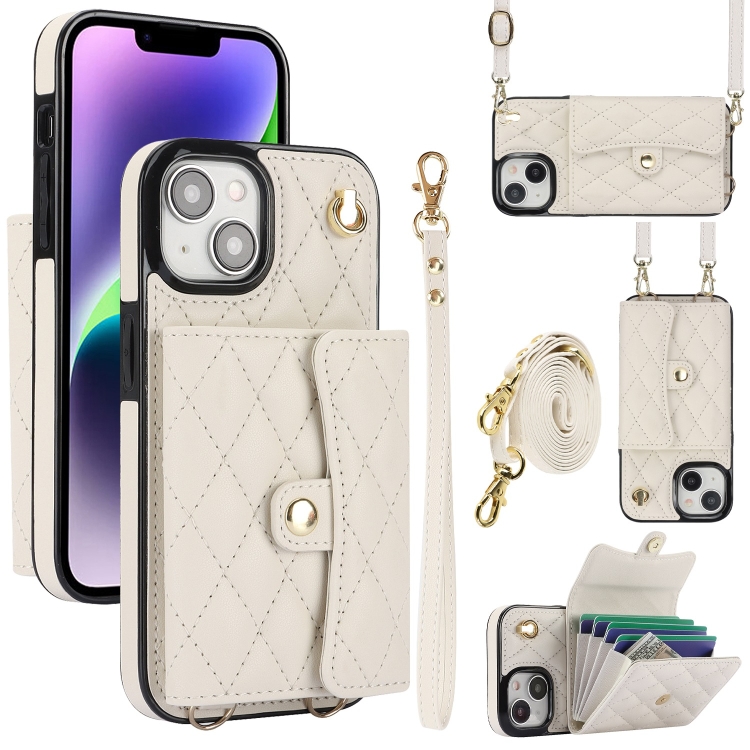 For iPhone 14 Plus Crossbody Rhombic Horizontal Wallet Leather Phone Case(White)
For iPhone 14 Plus Crossbody Rhombic Horizontal Wallet Leather Phone Case(White)