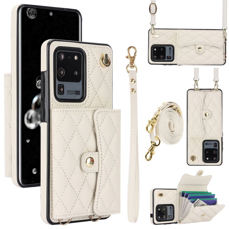 For Samsung Galaxy S20 Ultra Crossbody Rhombic Horizontal Wallet Leather Phone Case(White)
For Samsung Galaxy S20 Ultra Crossbody Rhombic Horizontal Wallet Leather Phone Case(White)