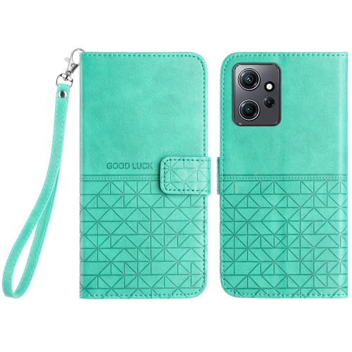 

For Xiaomi Redmi Note 12 4G Global Rhombic Texture Leather Phone Case with Lanyard(Green)