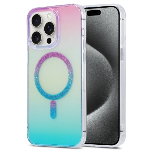 

For iPhone 15 Pro Magic Diamond Blu-ray MagSafe Phone Case(Purple Blue Gradient)
