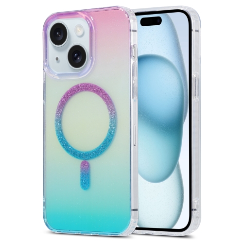 

For iPhone 15 Plus Magic Diamond Blu-ray MagSafe Phone Case(Purple Blue Gradient)