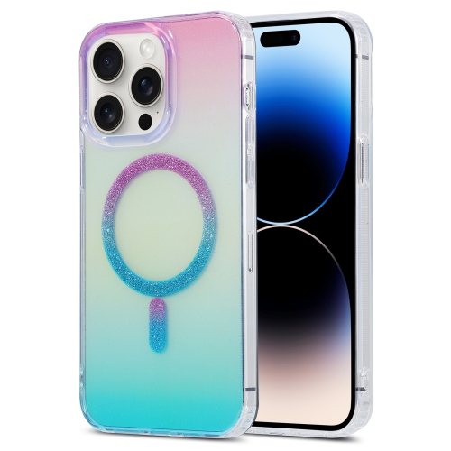 

For iPhone 14 Pro Max Magic Diamond Blu-ray MagSafe Phone Case(Purple Blue Gradient)