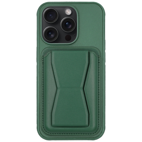 

For iPhone 12 Pro Leather Card Holder TPU Phone Case(Dark Green)
