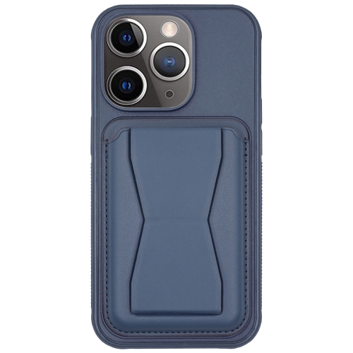 

For iPhone 11 Pro Max Leather Card Holder TPU Phone Case(Navy Blue)