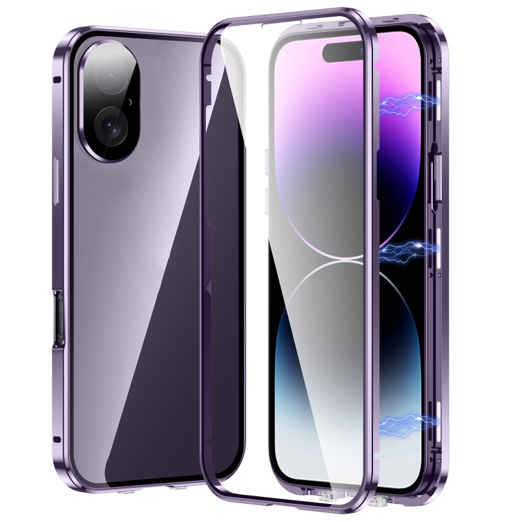 For iPhone 16 Plus Magnetic Double-buckle HD Tempered Glass Phone Case(Purple)
For iPhone 16 Plus Magnetic Double-buckle HD Tempered Glass Phone Case(Purple)