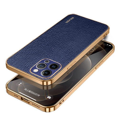 

For iPhone 15 Pro SULADA TPU + Litchi Texture Leather Phone Case(Blue)