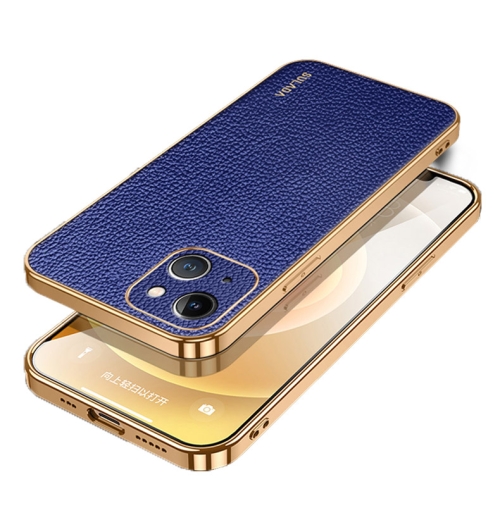 

For iPhone 15 Plus SULADA TPU + Litchi Texture Leather Phone Case(Blue)