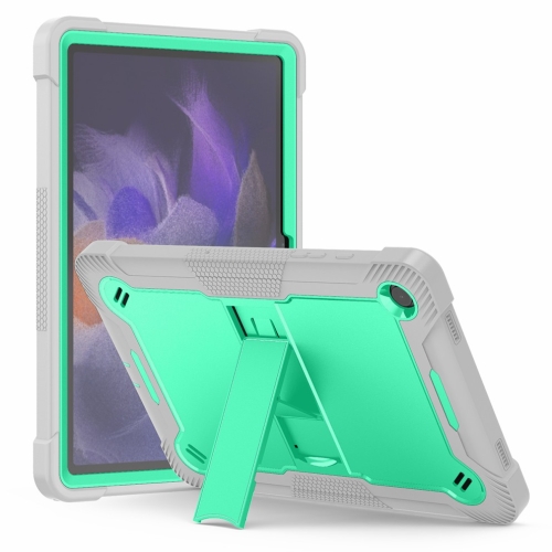 

For Samsung Galaxy Tab A9+ Shockproof Silicone Hybrid PC Tablet Case with Holder(Mint Green + Grey)