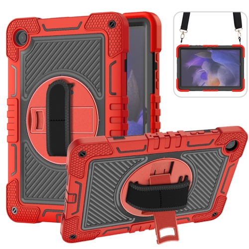 

For Samsung Galaxy Tab A9+ 360 Degree Rotation PC Contrast Silicone Tablet Case(Red + Black)