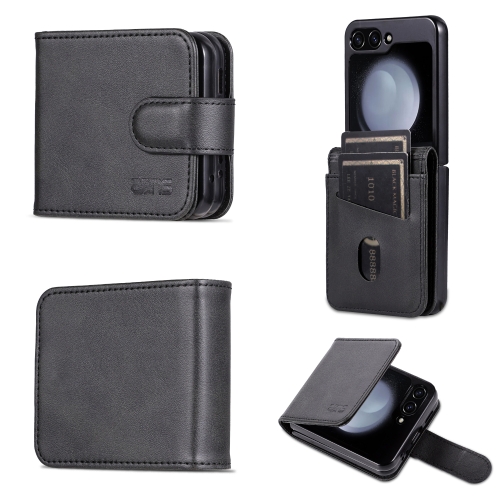

For Samsung Galaxy Z Flip5 5G AZNS Skin Feel Calf Texture Flip Leather Phone Case(Black)