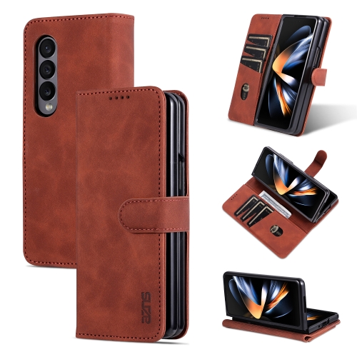 

For Samsung Galaxy Z Fold3 5G AZNS Skin Feel Calf Texture Flip Leather Phone Case(Brown)