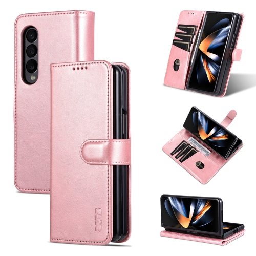 

For Samsung Galaxy Z Fold4 5G AZNS Skin Feel Calf Texture Flip Leather Phone Case(Rose Gold)