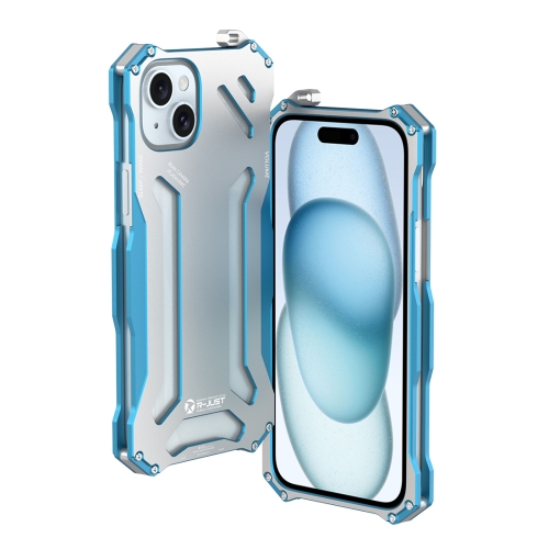 

For iPhone 15 R-JUST RJ17 Shockproof Armor Metal Phone Case(Blue)