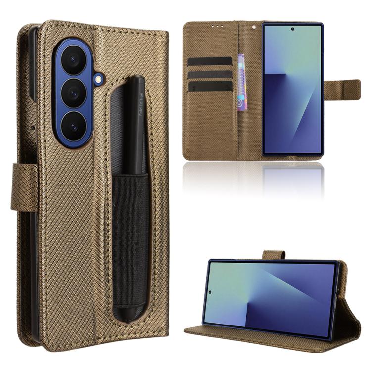 For Samsung Galaxy Z Fold7 with Pen Slot Diamond Texture Leather Phone Case(Brown)
For Samsung Galaxy Z Fold7 with Pen Slot Diamond Texture Leather Phone Case(Brown)