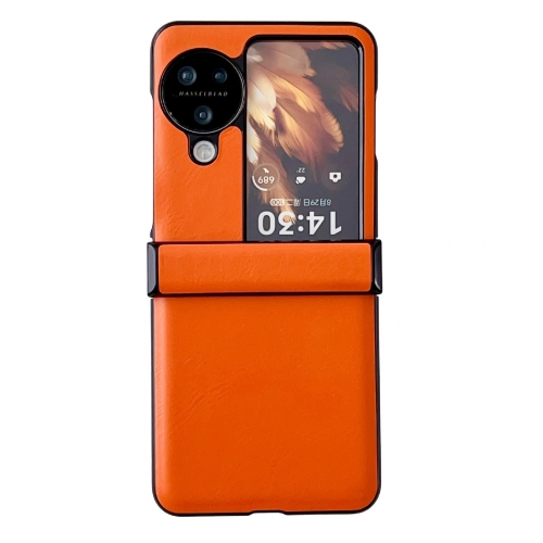 

For OPPO Find N3 Flip Three-piece Set Morandi Solid Color Leather Texture Phone Case(Orange)