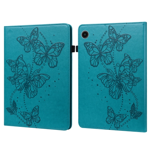 

For Samsung Galaxy Tab A9 Embossed Butterfly Pattern Horizontal Flip Leather Tablet Case(Blue)