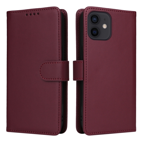 

For iPhone 12 Pro / 12 BETOPNICE BN-005 2 in 1 Detachable Imitate Genuine Leather Phone Case(Wine Red)