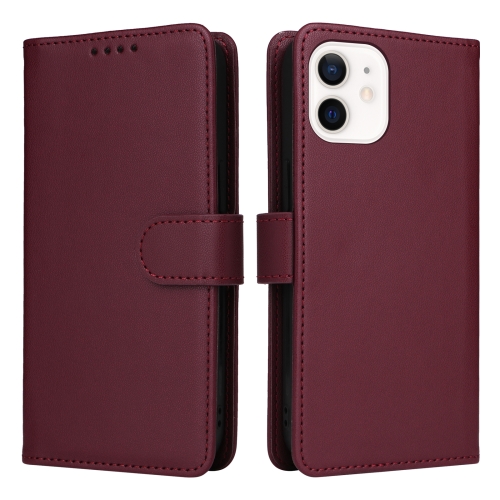 

For iPhone 12 mini BETOPNICE BN-005 2 in 1 Detachable Imitate Genuine Leather Phone Case(Wine Red)