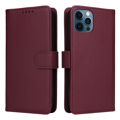 

For iPhone 12 Pro Max BETOPNICE BN-005 2 in 1 Detachable Imitate Genuine Leather Phone Case(Wine Red)