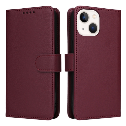 

For iPhone 13 mini BETOPNICE BN-005 2 in 1 Detachable Imitate Genuine Leather Phone Case(Wine Red)