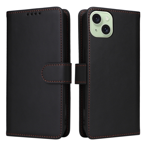 

For iPhone 15 Plus BETOPNICE BN-005 2 in 1 Detachable Imitate Genuine Leather Phone Case(Black)
