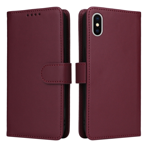 

For iPhone X / XS BETOPNICE BN-005 2 in 1 Detachable Imitate Genuine Leather Phone Case(Wine Red)