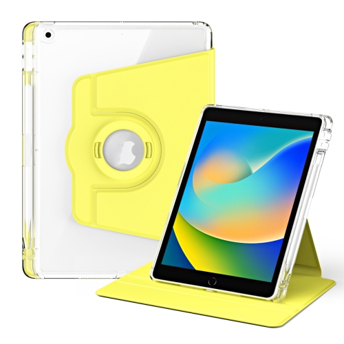 

For iPad 10.2 2021 / 2020 360 Rotation Detachable Clear Acrylic Leather Tablet Case(Yellow)