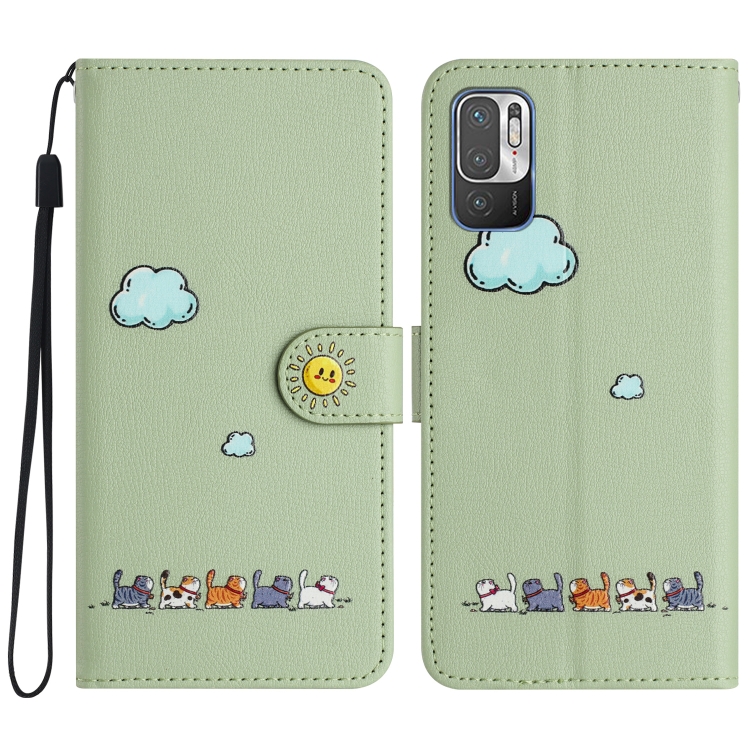 For Xiaomi Redmi Note 10 JE Cartoon Cats Leather Phone Case(Green)
For Xiaomi Redmi Note 10 JE Cartoon Cats Leather Phone Case(Green)