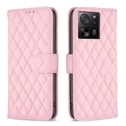 

For Xiaomi 13T / 13T Pro / Redmi K60 Ultra Diamond Lattice Wallet Leather Flip Phone Case(Pink)