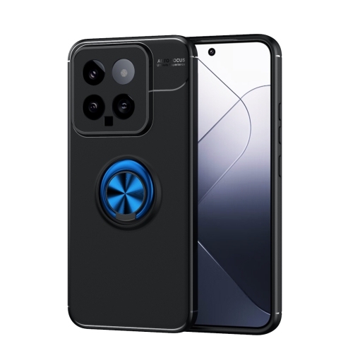 

For Xiaomi 14 Metal Ring Holder TPU Phone Case(Black+Blue)