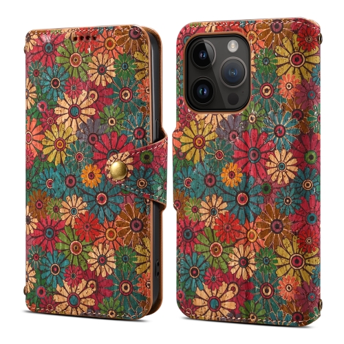 

For iPhone 12 Pro Max Denior Flower Language Series Cork Fabric Oil Edge Leather Phone Case(Spring)
