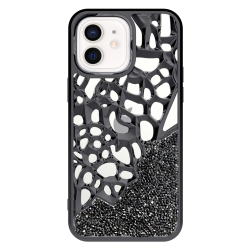 

For iPhone 11 Diamond Style Hollow Heat Dissipation Electroplated TPU Phone Case(Black)