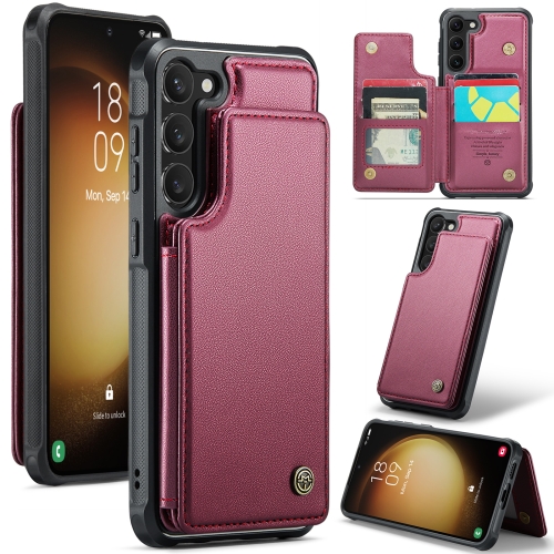 

For Samsung Galaxy S23+ 5G CaseMe C22 Card Slots Holder RFID Anti-theft Phone Case(Wine Red)