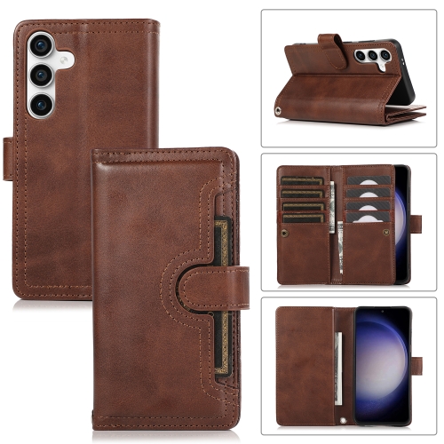 

For Samsung Galaxy S24 5G Wristband Card Slot Leather Phone Case(Coffee)