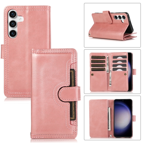 

For Samsung Galaxy S24+ 5G Wristband Card Slot Leather Phone Case(Rose Gold)