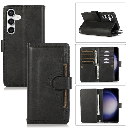 

For Samsung Galaxy S24+ 5G Wristband Card Slot Leather Phone Case(Black)
