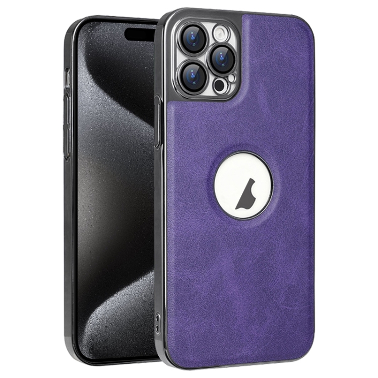For iPhone 15 Pro Max Electroplated Leather Texture PU + PC Phone Case(Purple)
For iPhone 15 Pro Max Electroplated Leather Texture PU + PC Phone Case(Purple)
