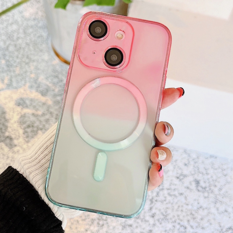 For iPhone 13 MagSafe Magnetic TPU + Acrylic Gradient Color Phone Case(Pink Green)
For iPhone 13 MagSafe Magnetic TPU + Acrylic Gradient Color Phone Case(Pink Green)