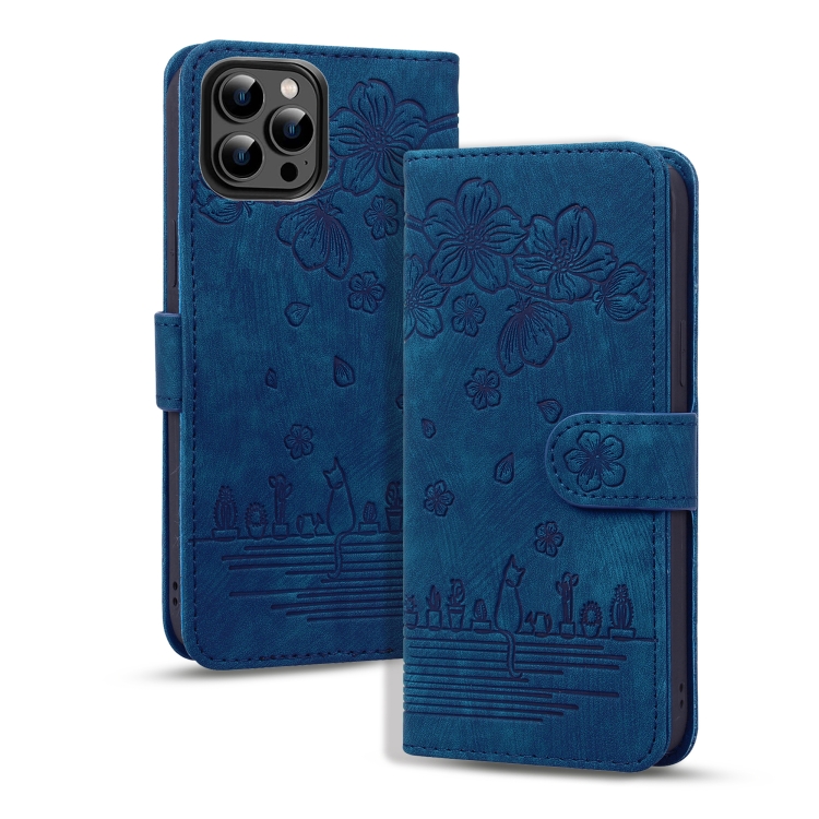 For iPhone 16 Pro Cartoon Sakura Cat Embossed Leather Phone Case(Royal Blue)
For iPhone 16 Pro Cartoon Sakura Cat Embossed Leather Phone Case(Royal Blue)